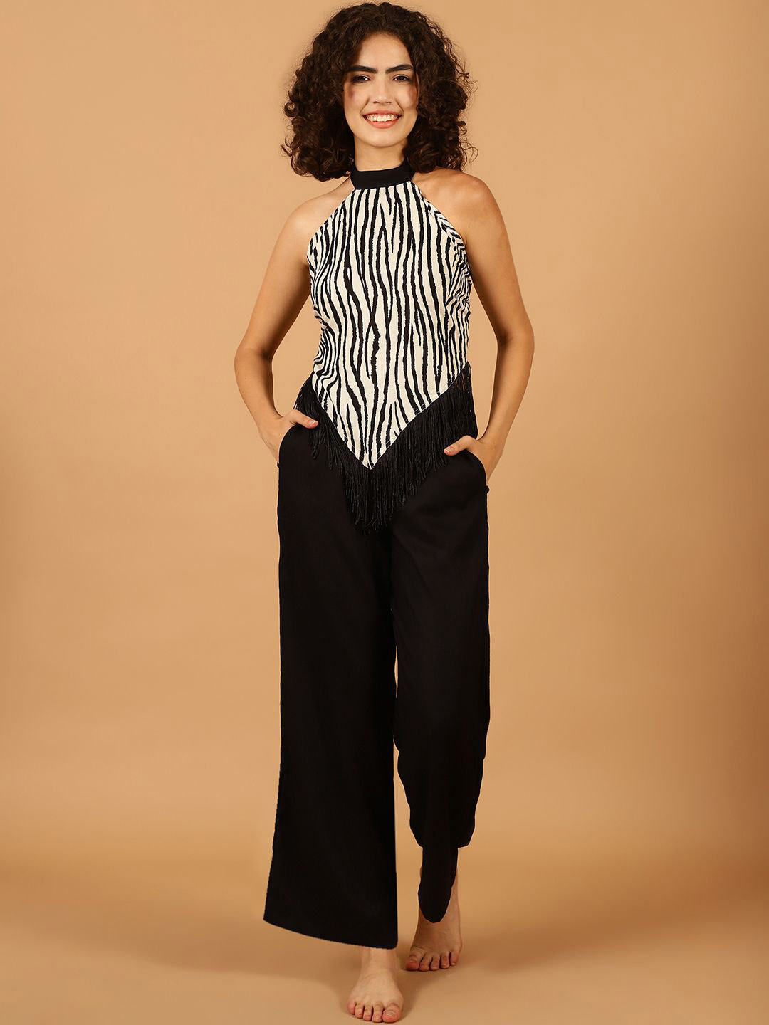 Blissence Fringed Top & Trousers Swimwear Cover up Set