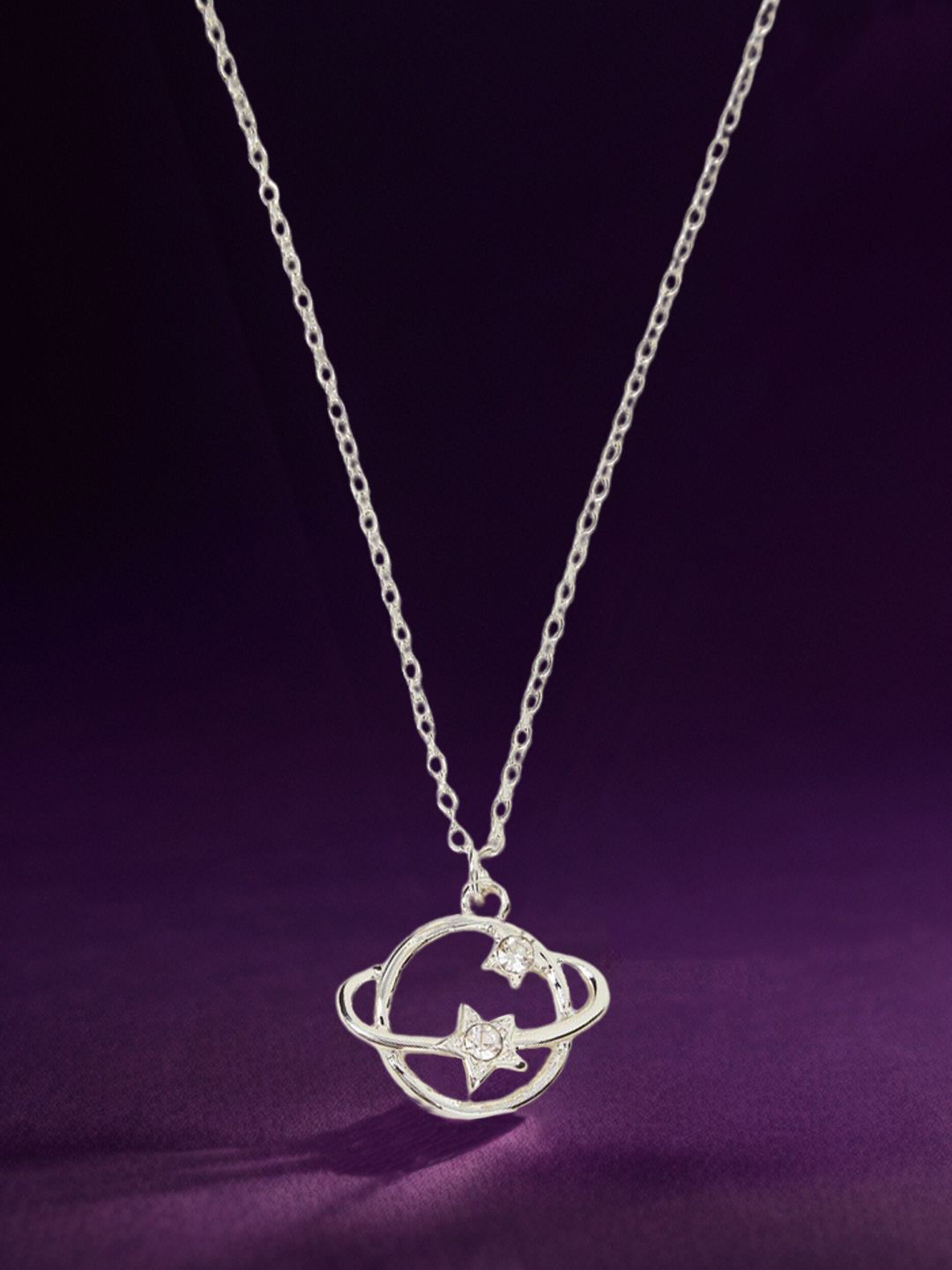 Accessorize Women Silver Planet Pendant Necklace