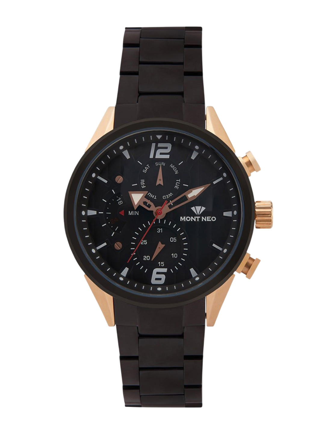 MONT NEO Men Skeleton Dial & Bracelet Style Straps Analogue Watch 7012C-M3404