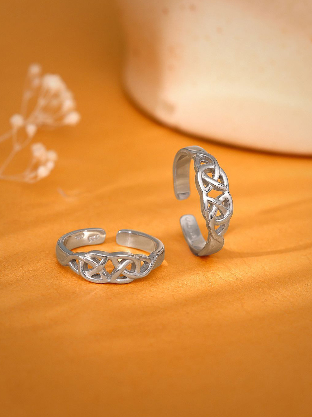 GIVA 925 Sterling Silver Rhodium-Plated Isle Grace Toe Rings