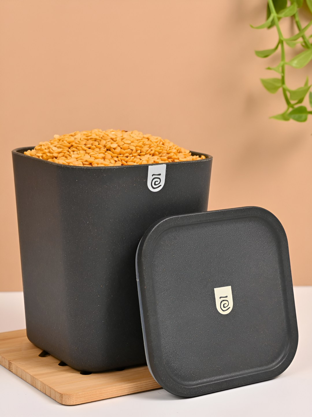 Eha Grey Bamboo Dishwasher Safe Snap Canister-2L