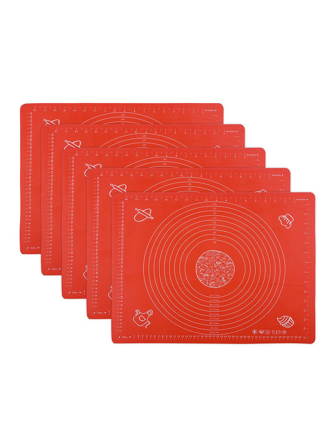 Kuber Industries 5-Pcs Red Printed Reusable Silicone Mat