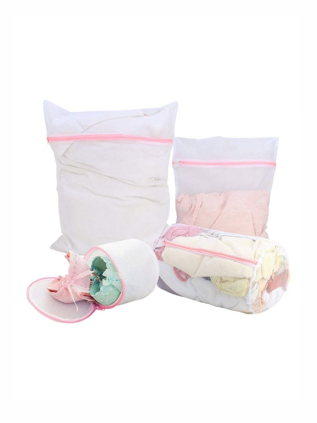 HOKIPO White 4 Pieces Mesh Laundry Bags