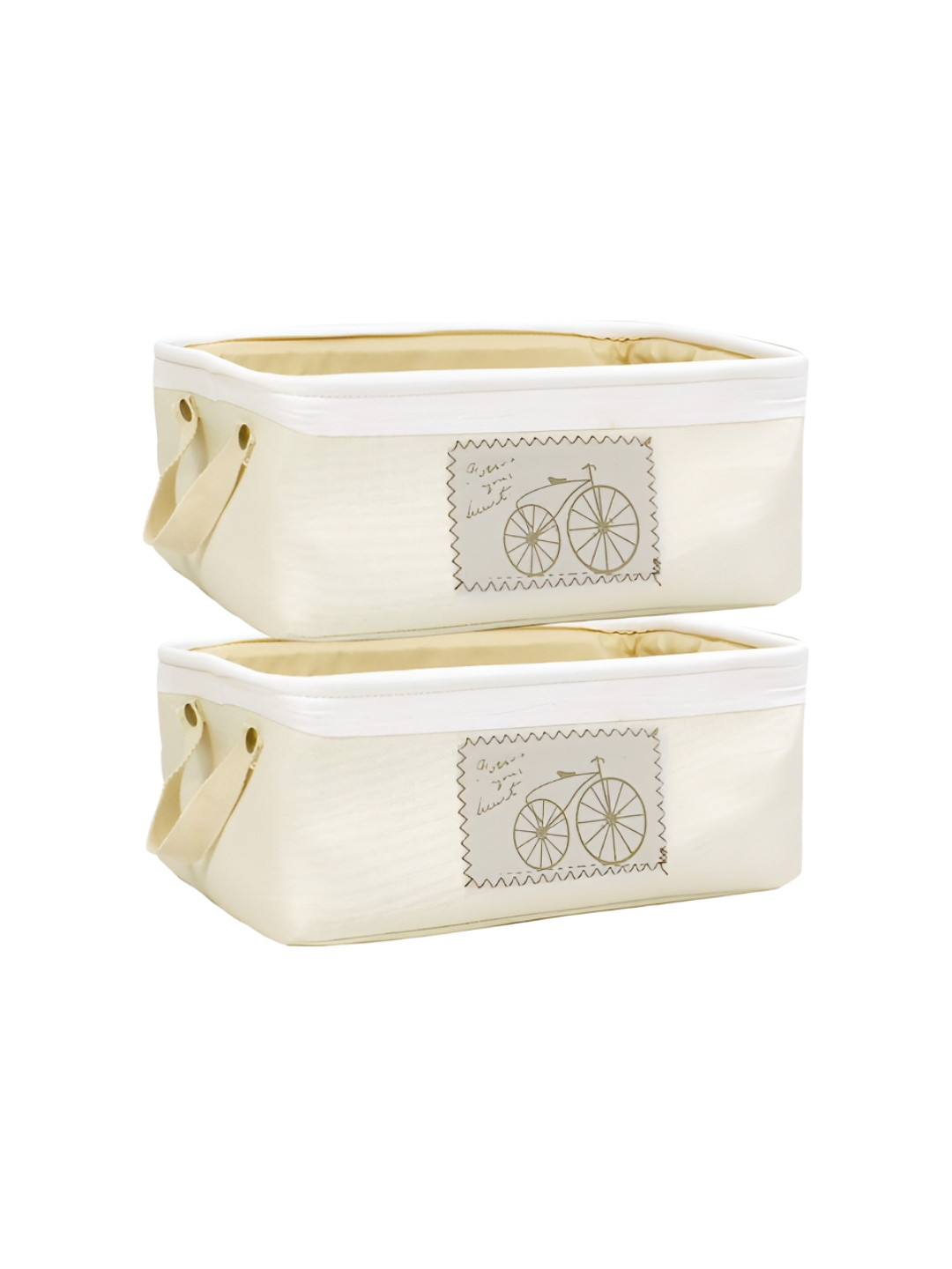 HomeStorie Cream-Coloured 2 Pieces Jute Regular Multi-Utility Organisers