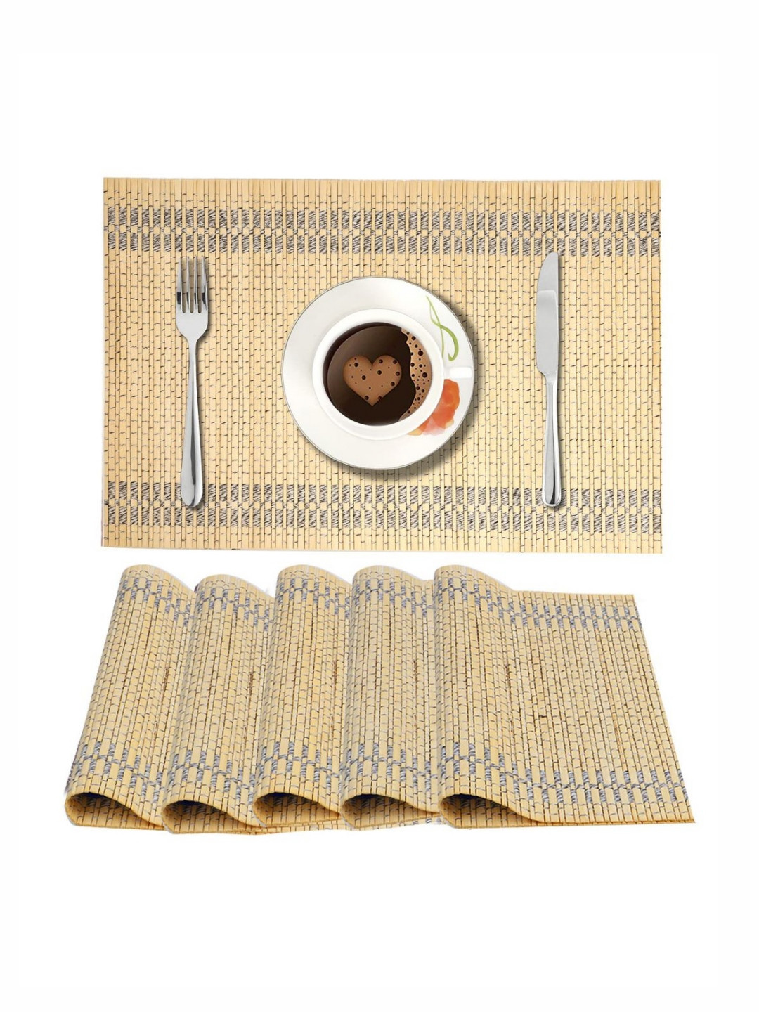 HOKIPO 6-Pcs Beige Non Slip Table Placemats