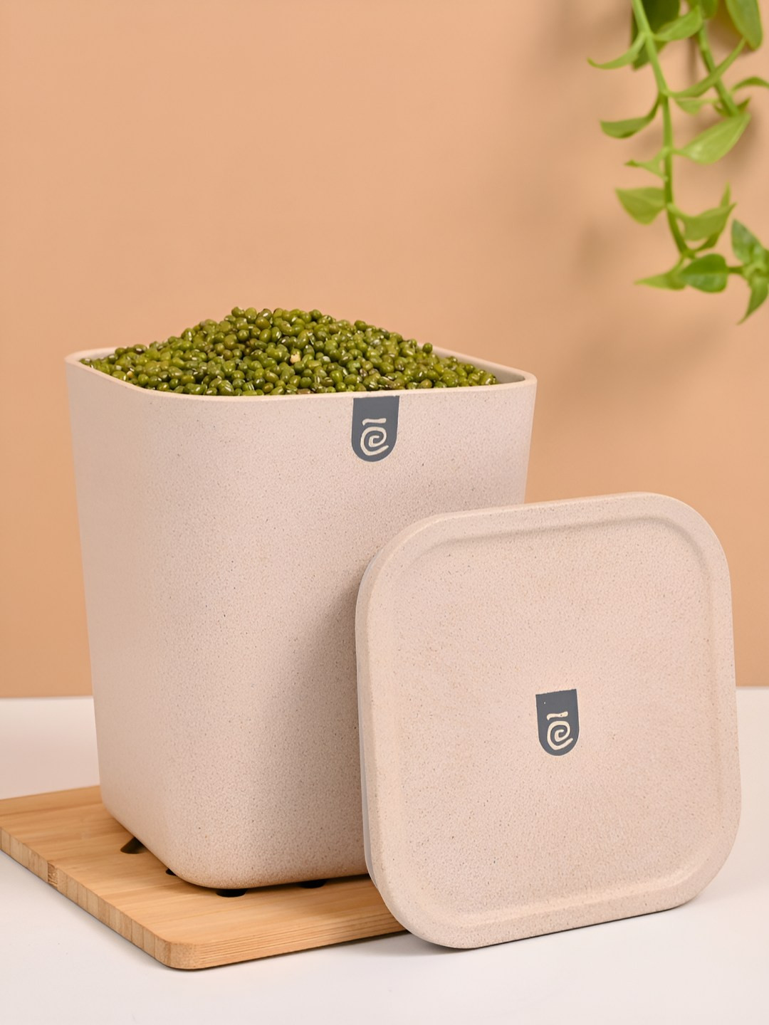 Eha off White Plastic Dishwasher Safe Snap Canister-2L