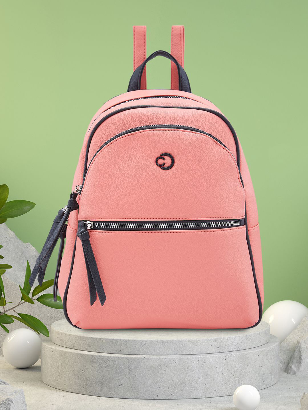 Caprese Mia Women Coral Medium Backpack