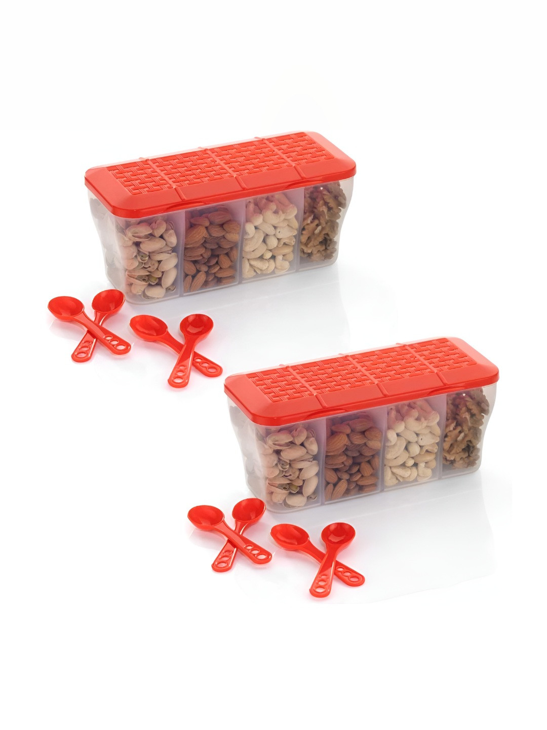 Metrolife Red Plastic Easy To Clean 2 Piece Flip Top Fridge Container-1.8L