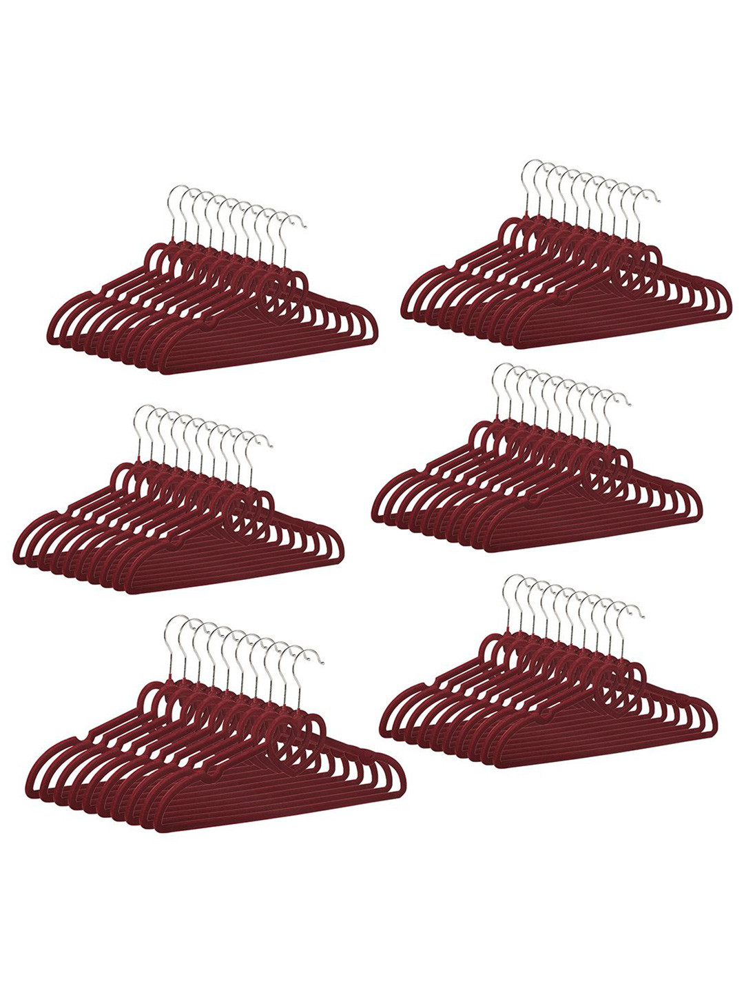 Kuber Industries 60-Pcs Maroon Steel Cloth Hangers