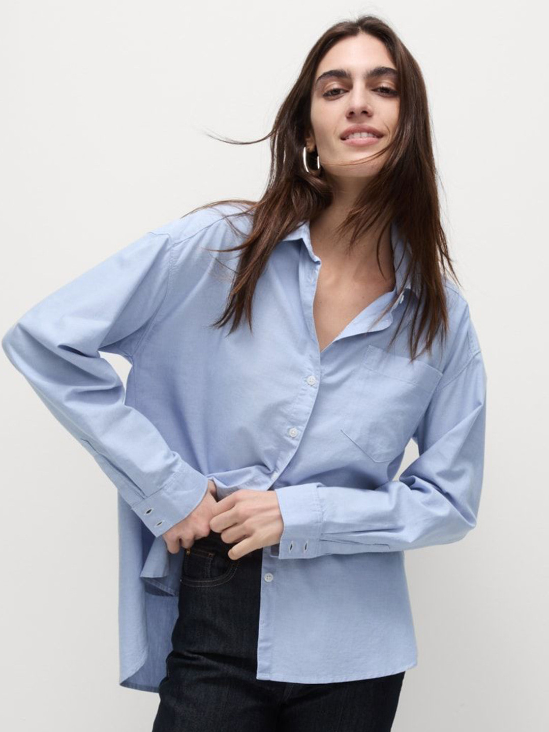 Marks & Spencer Women Opaque Solid Spread Collar Oversized Casual Shirt