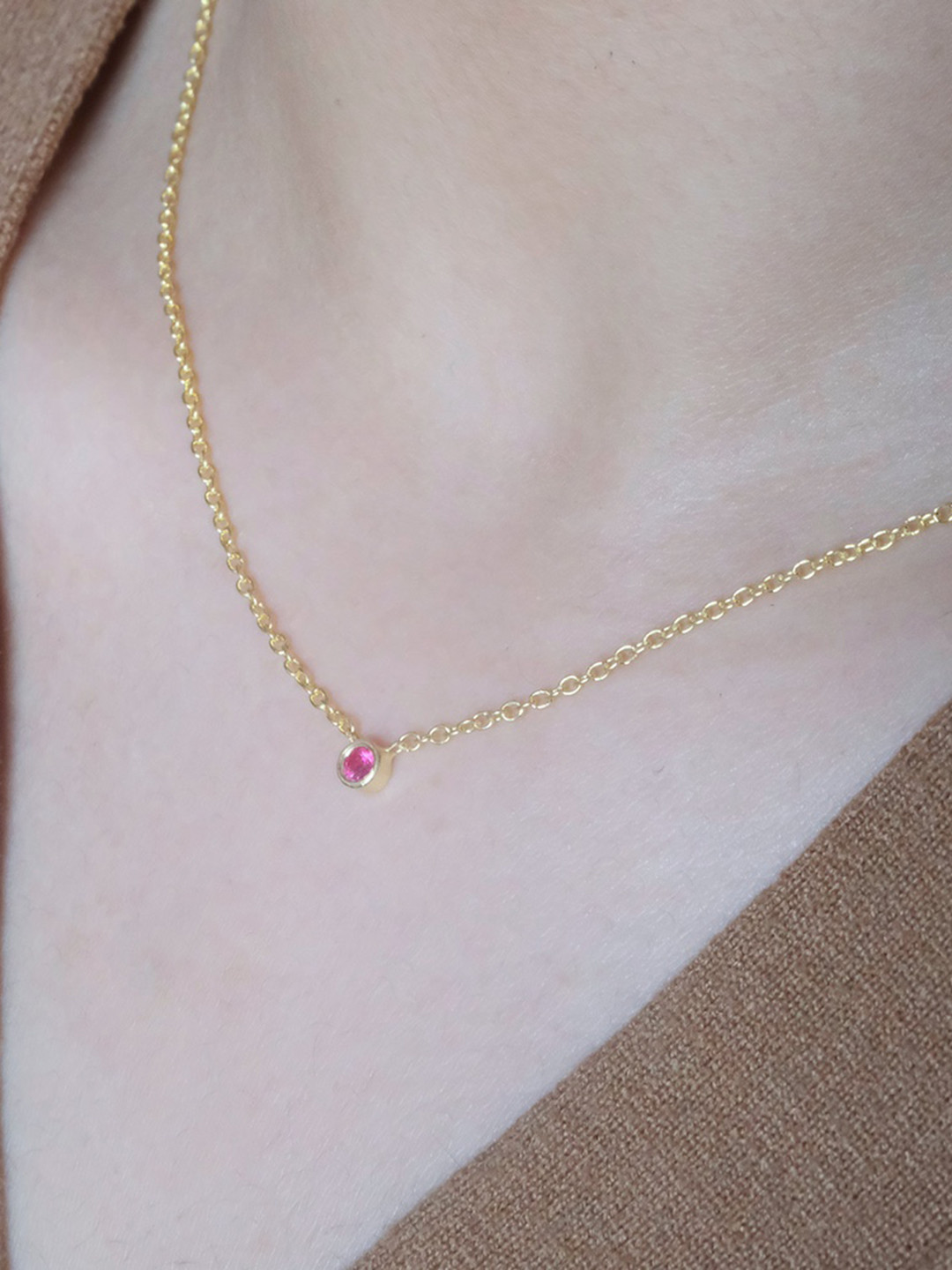 Anushka Jain Jewellery Gold-Plated 925 Sterling Silver Ruby Solitaire Necklace