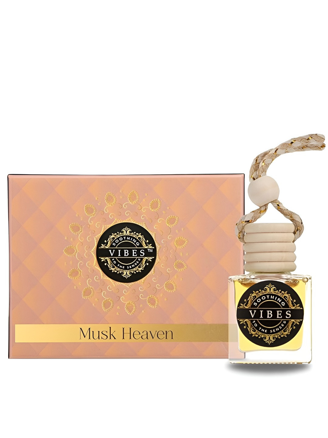 VIBES soothing to the senses Peach-Coloured Musk Heaven Car Hanging Perfume