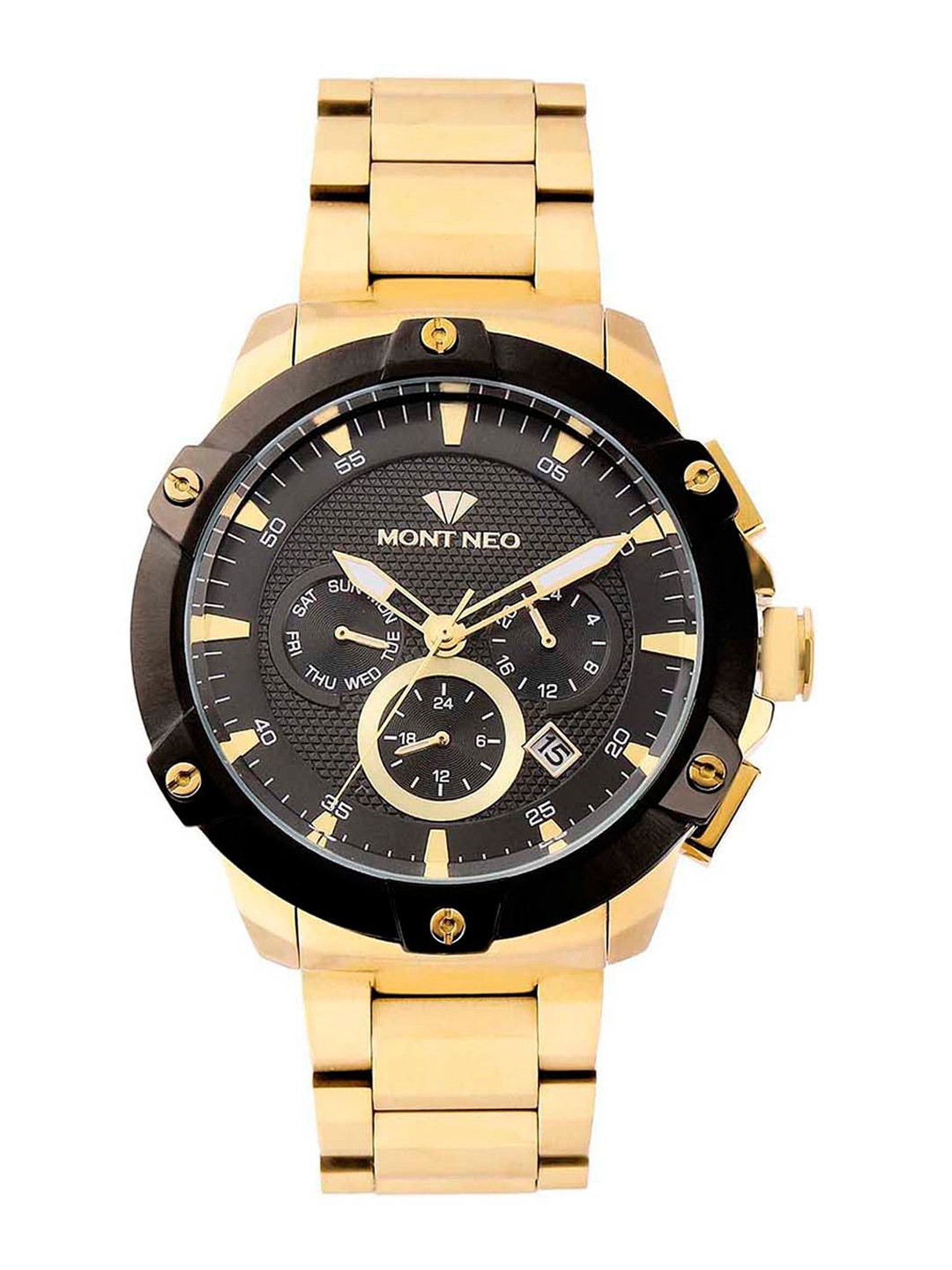 MONT NEO Men Patterned Dial & Bracelet Style Straps Analogue Watch 1050M-M2404