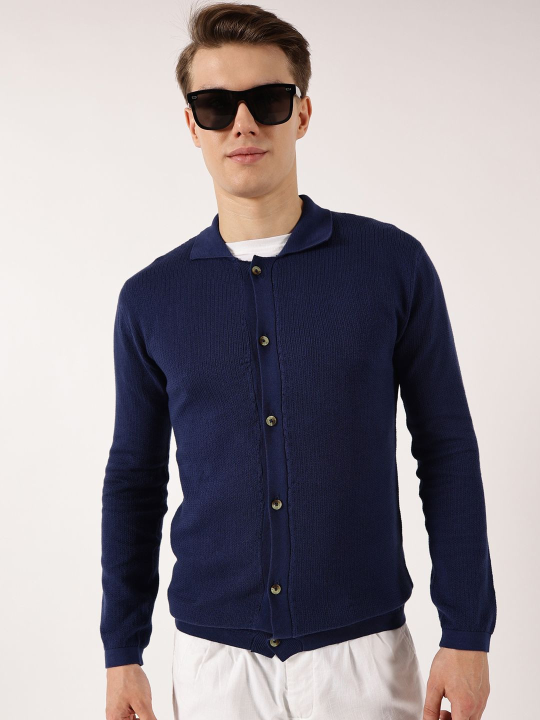 Thomas Scott Men Shirt Collar Long Sleeves Cardigan