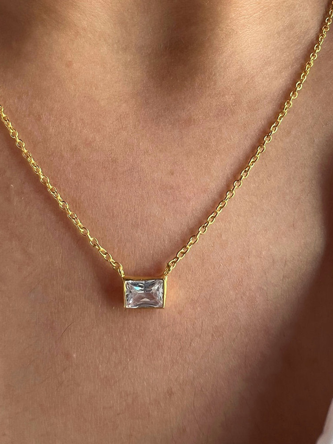 Anushka Jain Jewellery Gold-Plated 925 Sterling Silver Cubic Zirconia Diamond Necklace