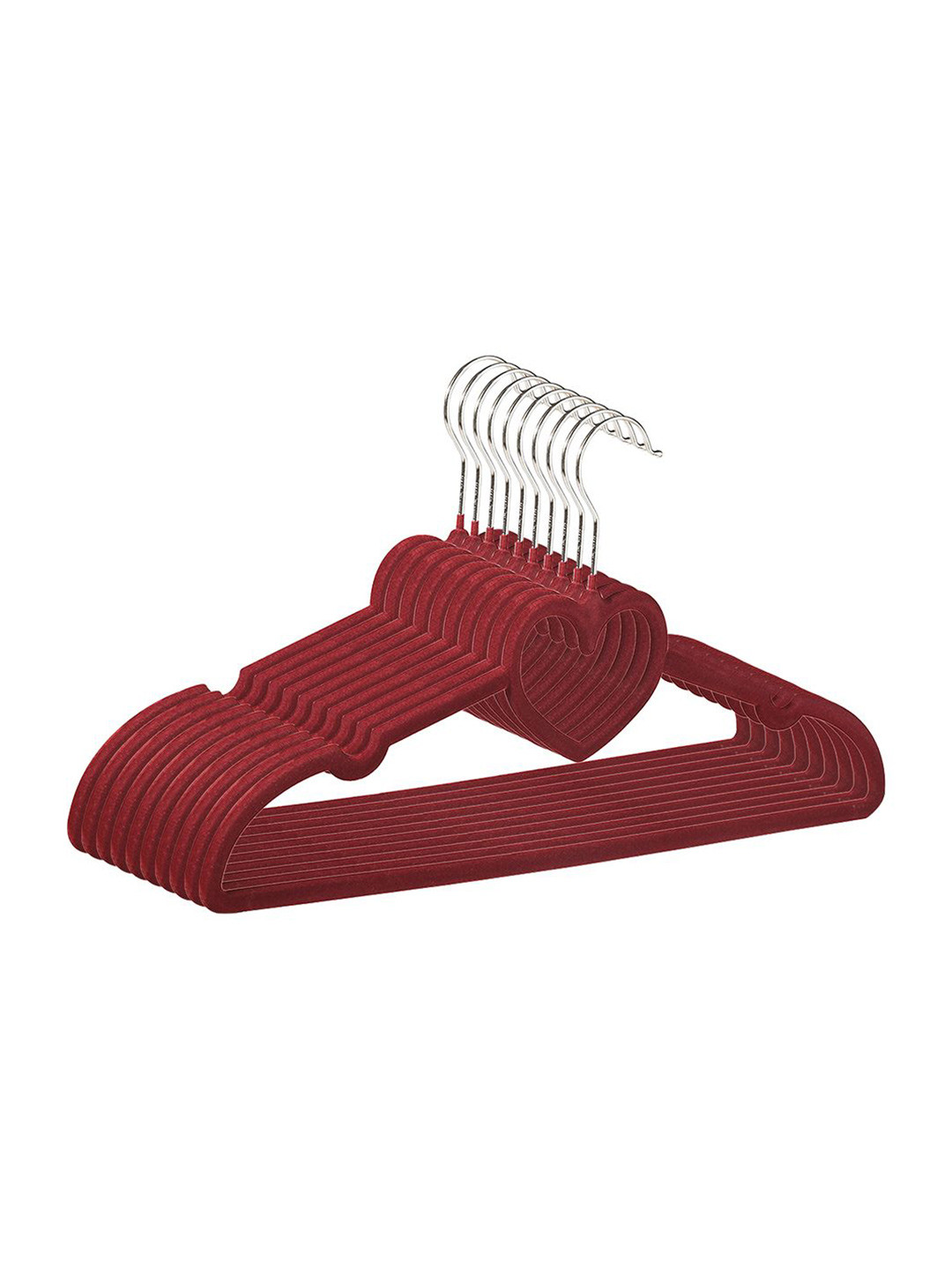 Kuber Industries Red Set Of 10 Plastic Hanger For Clothes