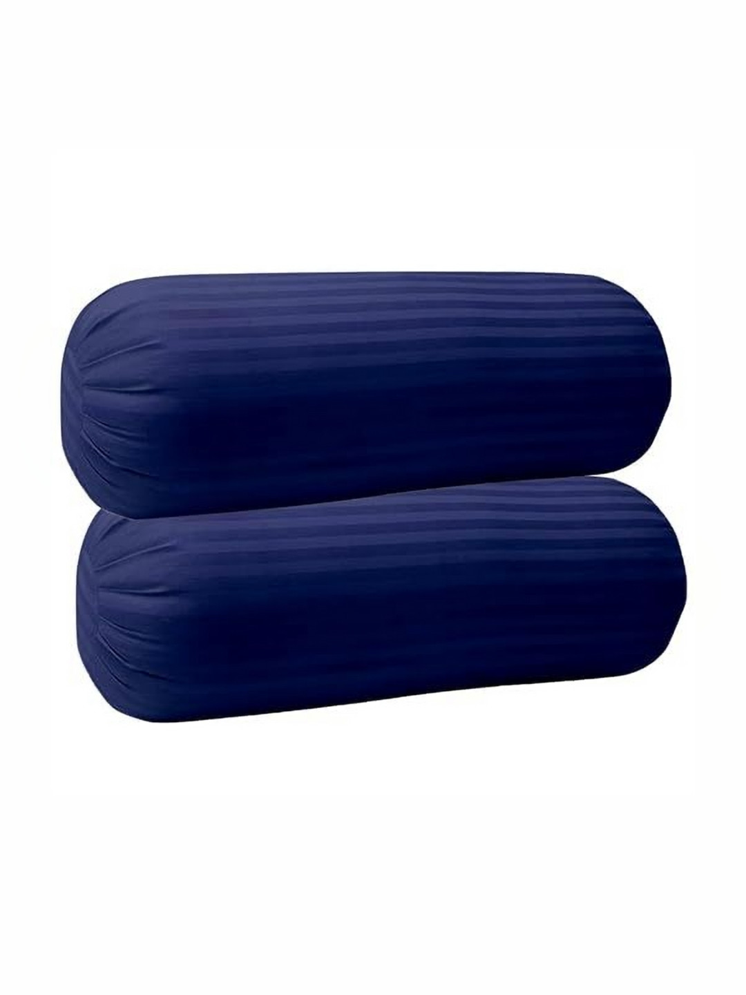Trance Home Linen Navy Blue 2 Pieces Striped Pure Cotton 200TC Bolster Covers
