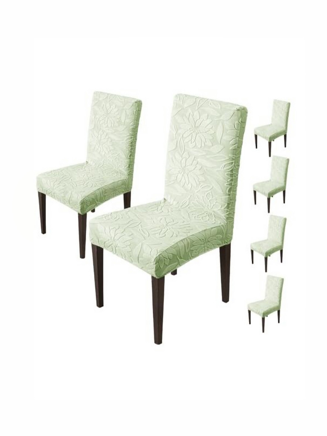 HOUSE OF QUIRK Green 6 Pieces Floral Removable Chair Covers