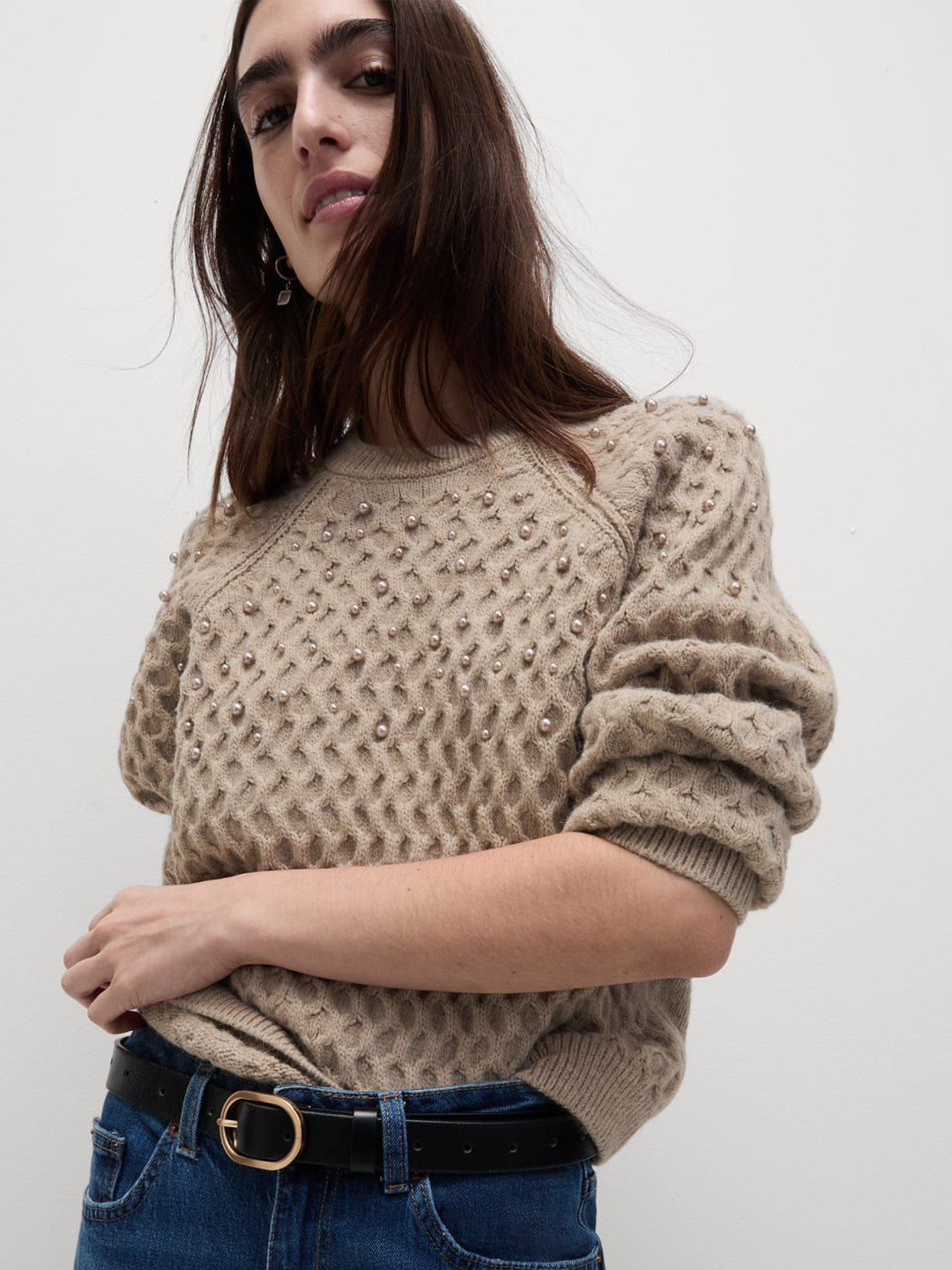 Marks & Spencer Cable Knit Embellished Jumper