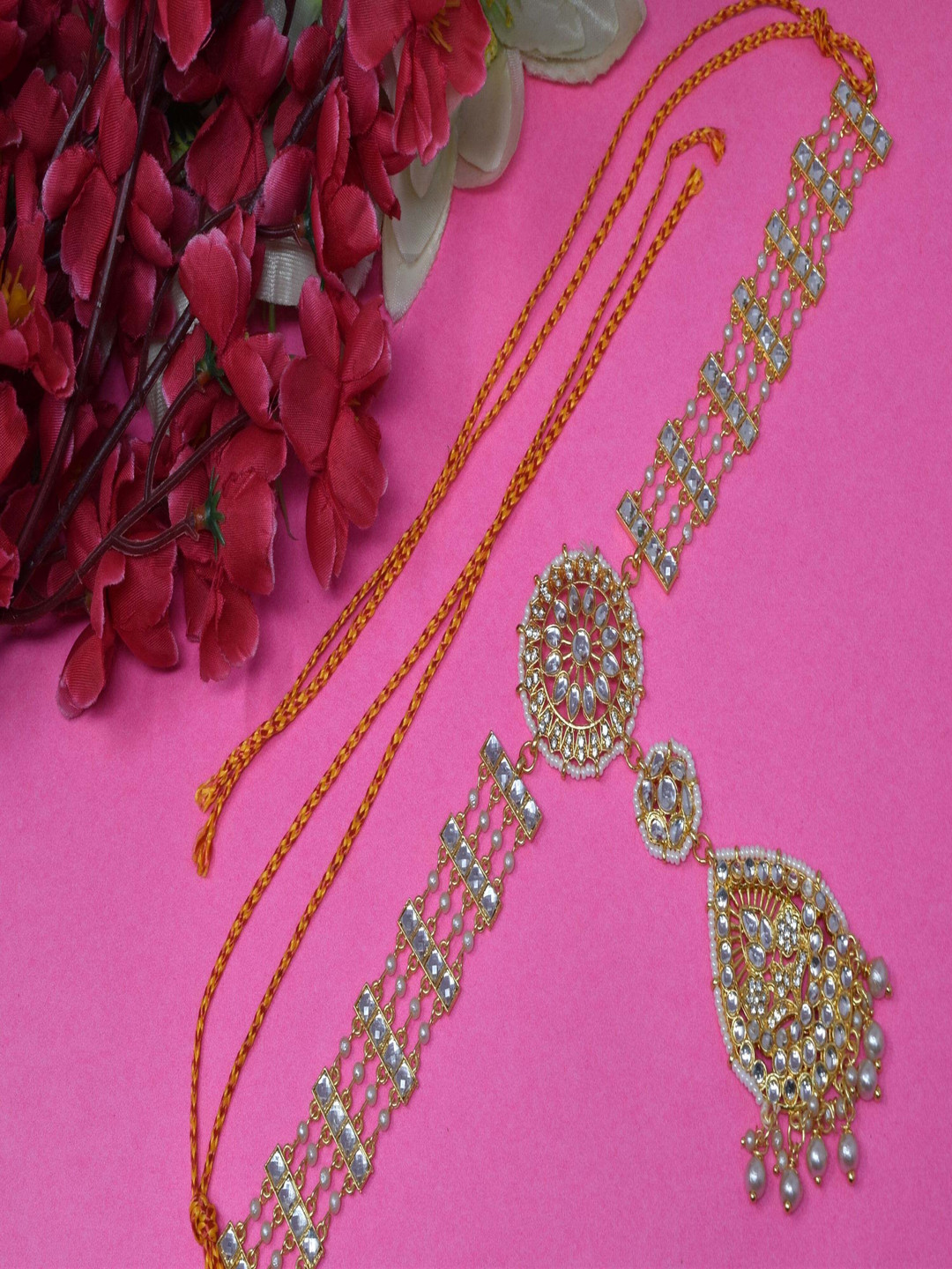 MEIRA JEWELLERY Artificial Stones Studded Matha Patti Head Jewellery