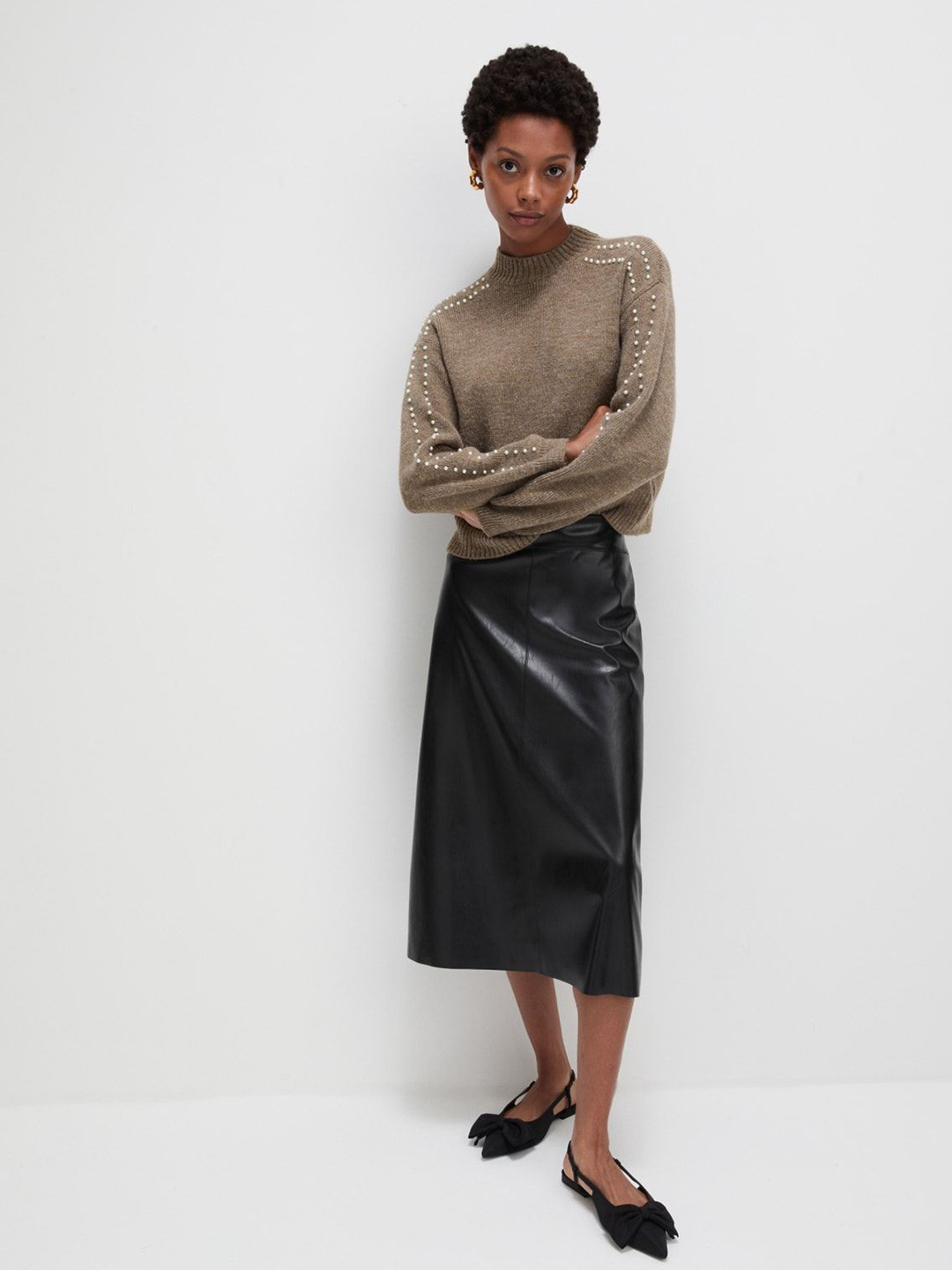 Marks & Spencer Embellished Cropped Crew Neck Jumper