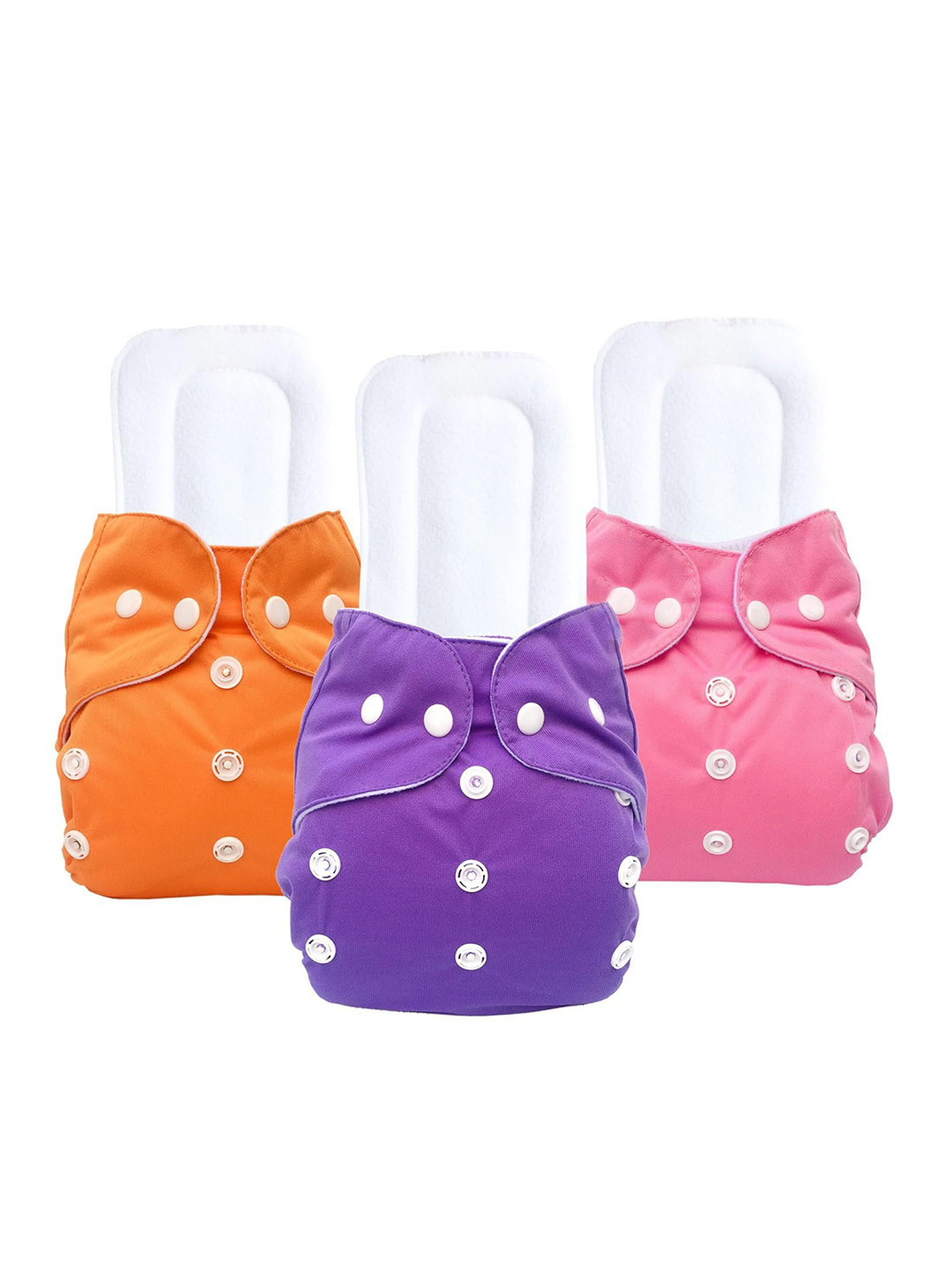 Kritiu Kids Set Of 3 Reusable Waterproof Skin Friendly Cloth Diaper With Insert Pads