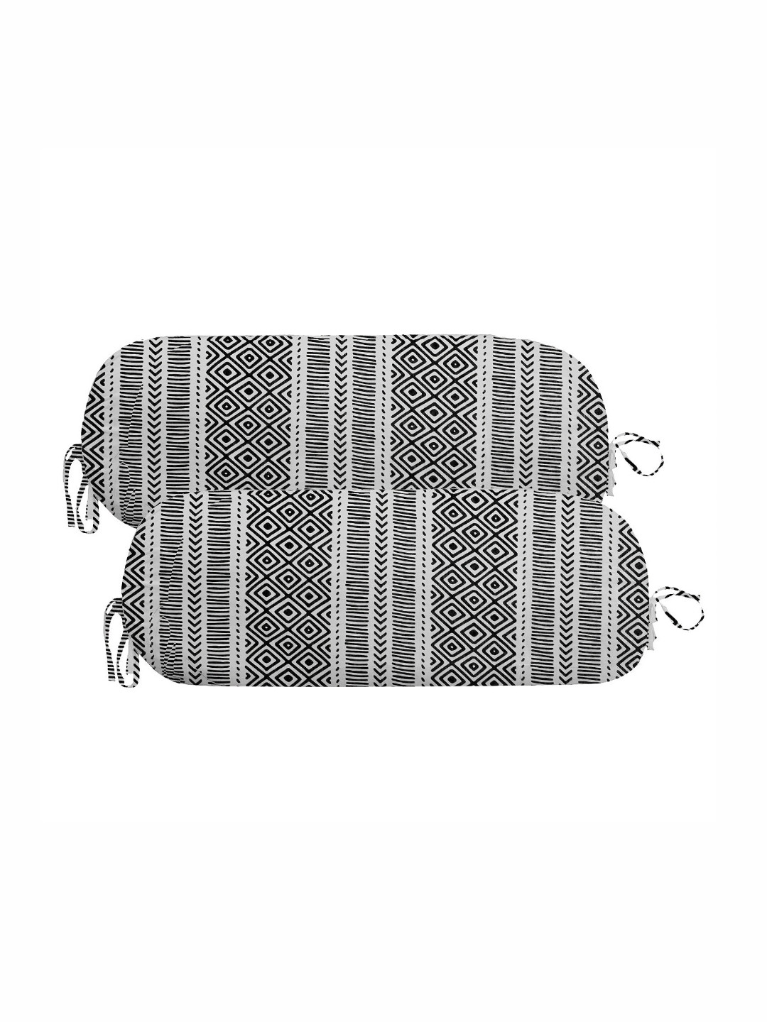 Trance Home Linen Black & White Printed Pure Cotton 200 TC Bolster Covers