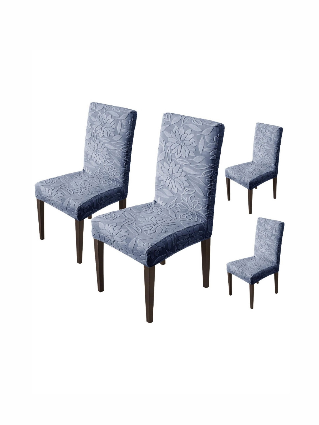 HOUSE OF QUIRK Navy-Blue 4 Pieces Floral Dining Chair Covers