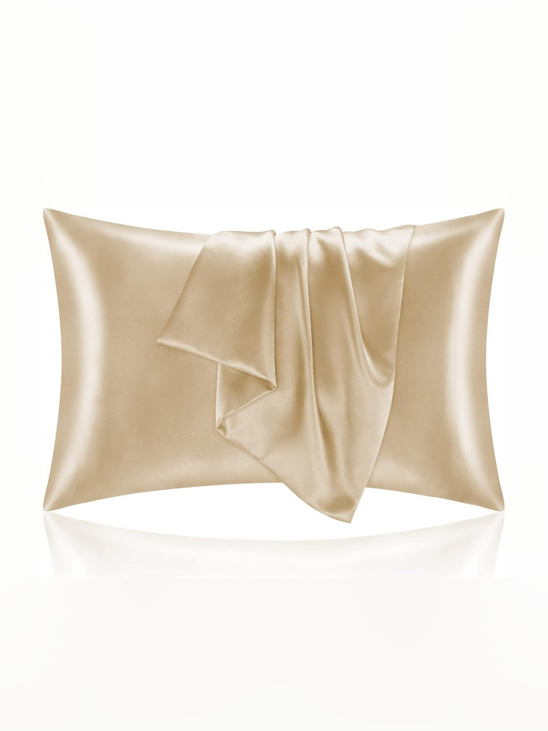 DEHMAN Champagne Coloured 2 Pieces Pure Silk Square Pillow Covers
