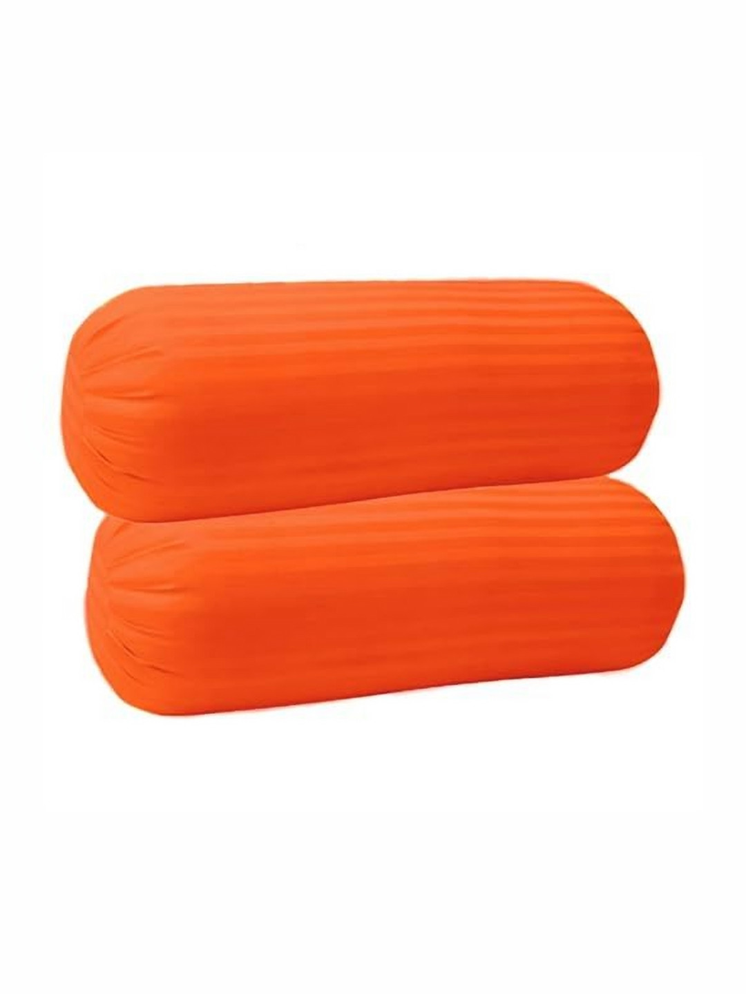 Trance Home Linen Orange Colored 2 Pieces Striped Pure Cotton 200TC Bolster Covers