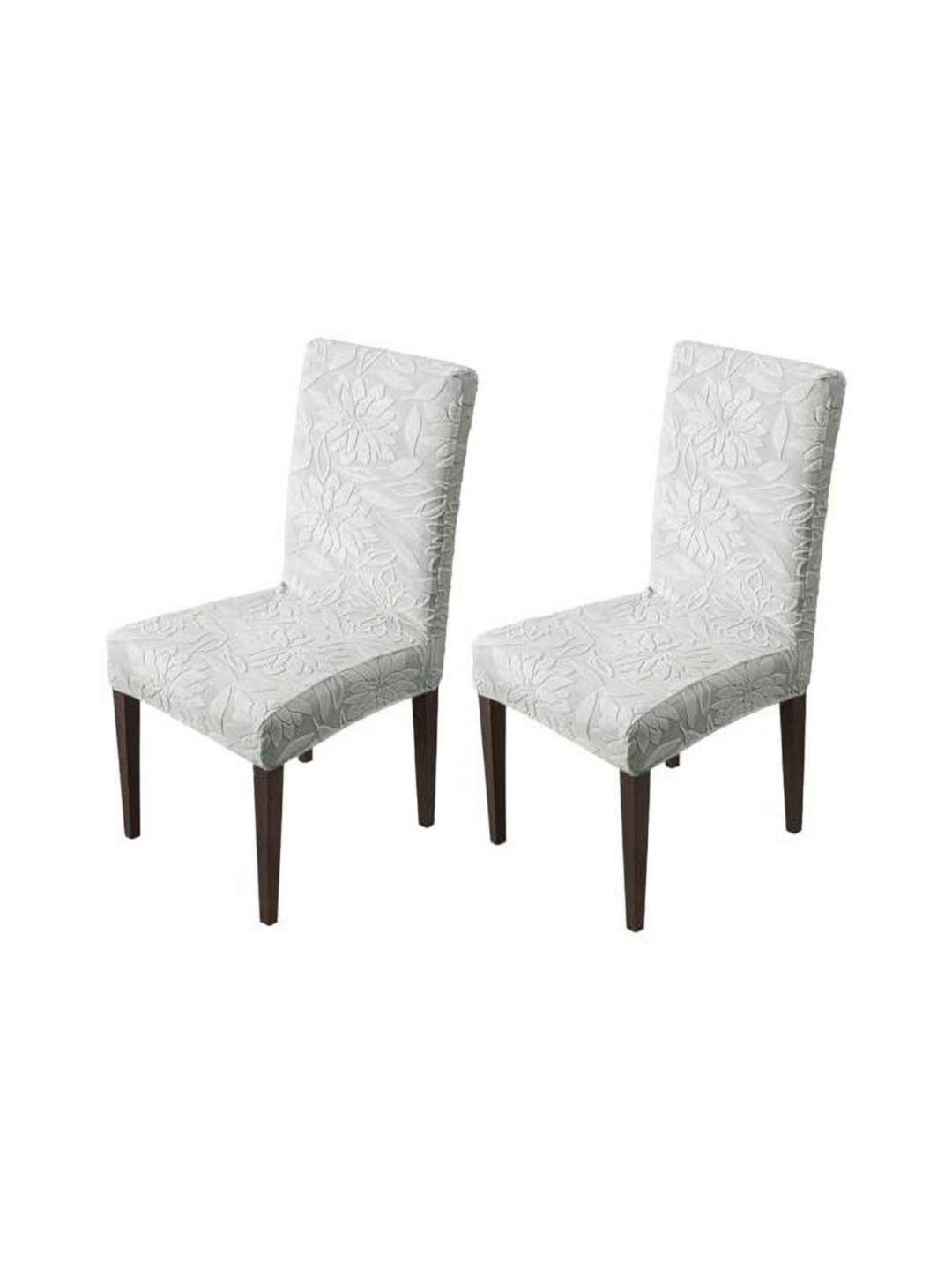 HOUSE OF QUIRK Grey 2 Pieces Floral Waterproof Dining Chair Covers