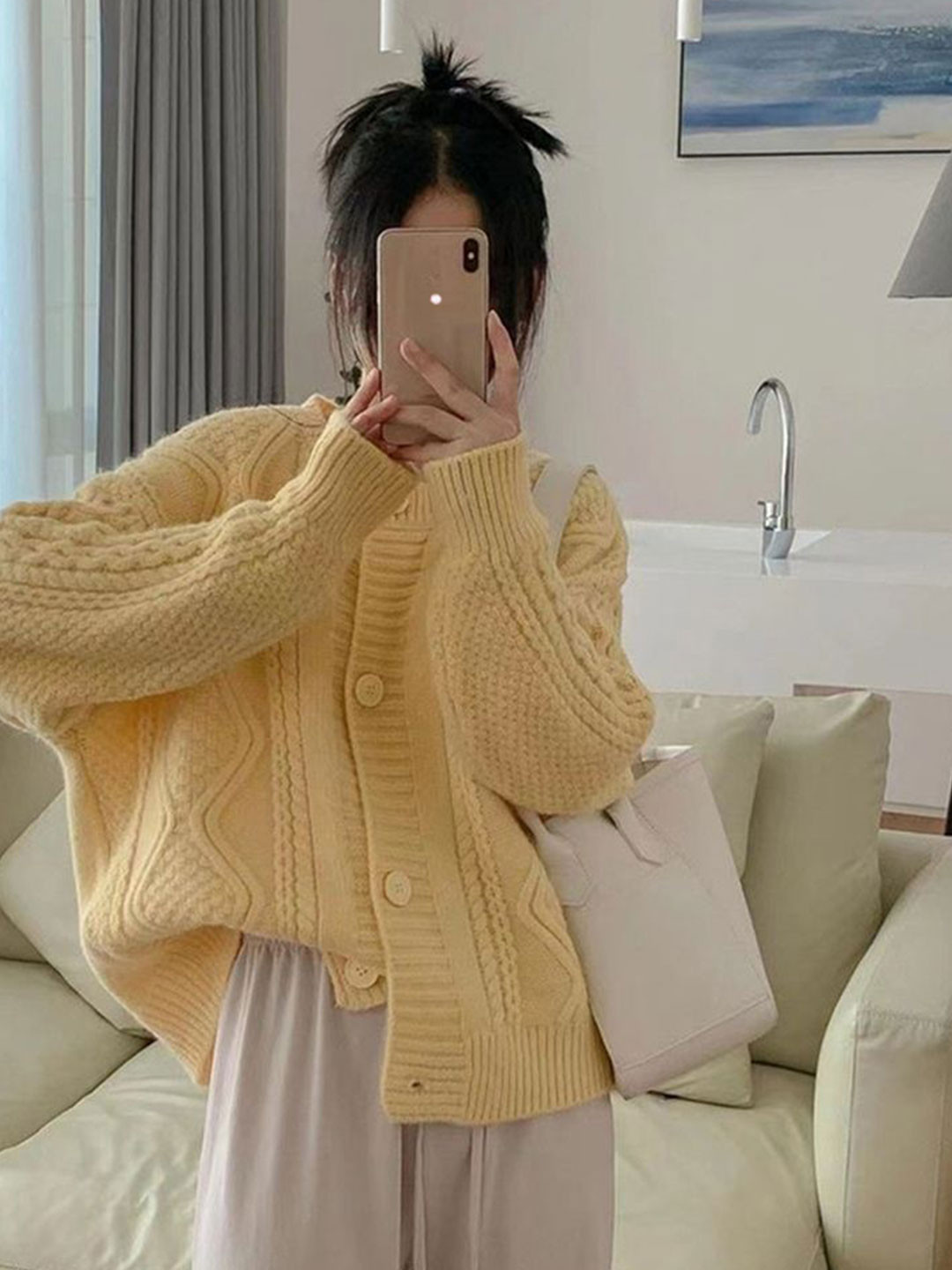 LULU & SKY Women Self Design Knitted Cardigan