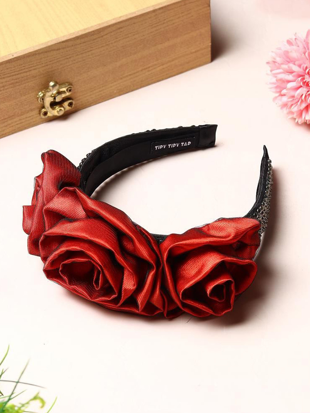 TIPY TIPY TAP Embellished Flower Hairband- Red