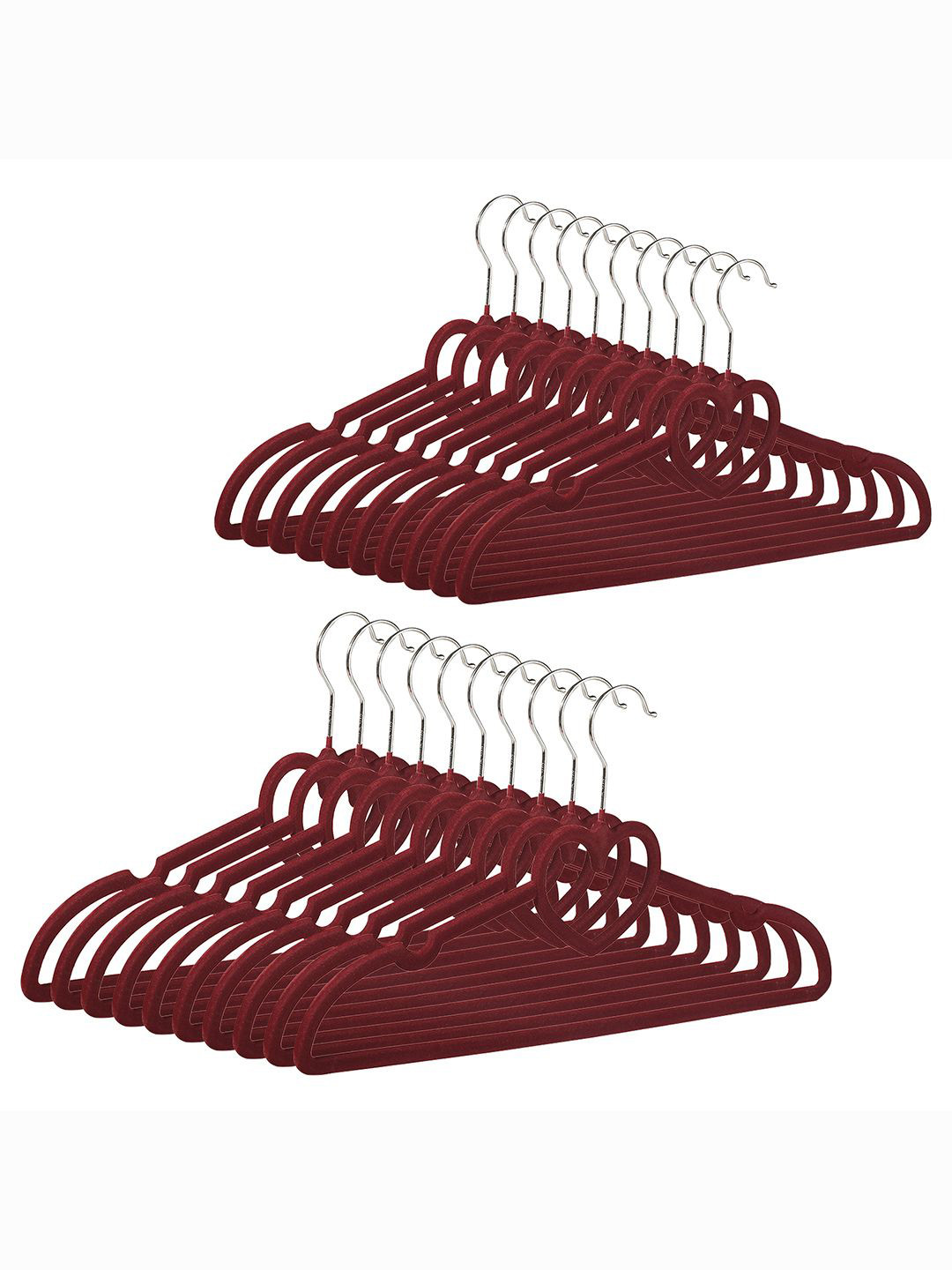 Kuber Industries Maroon 20 Pieces Velvet Cloth Hangers