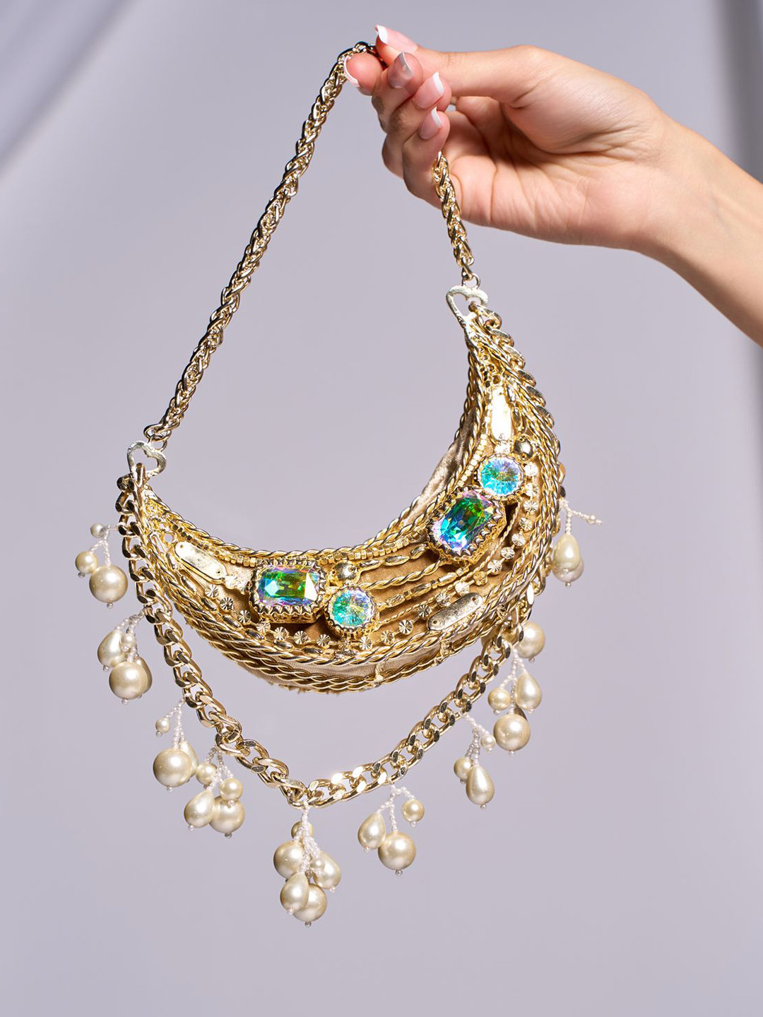 Papa Don't Preach Women Embellished Half Moon Handheld Bag