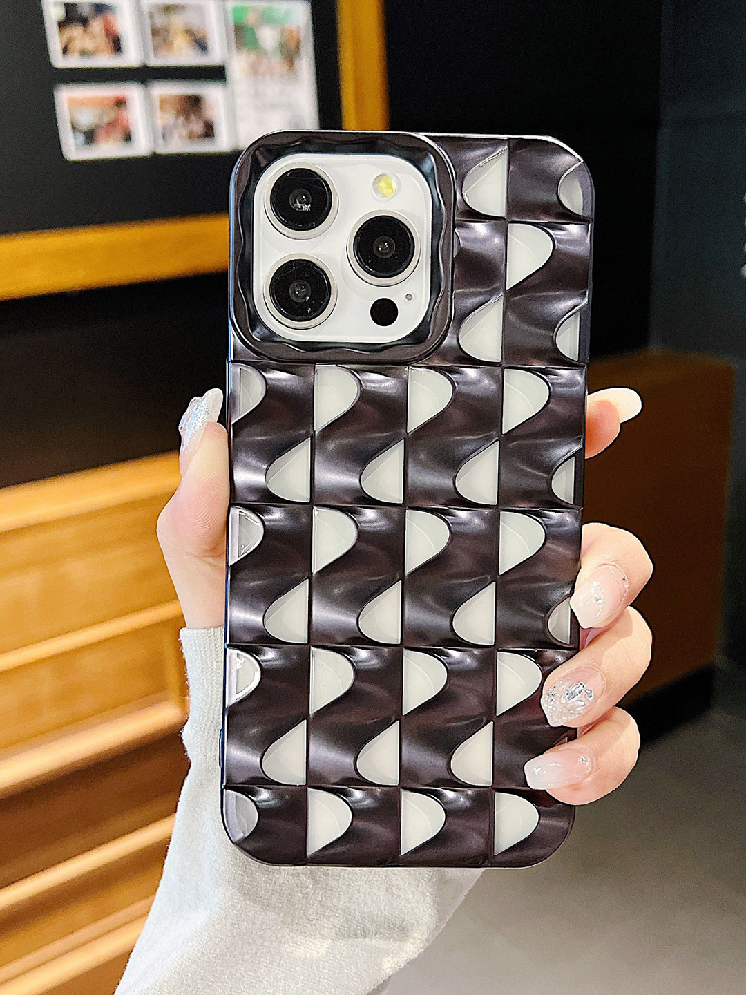 Luxury Kase Abstract Printed LK148 3D Metal Texture iPhone 14 Pro Back Case