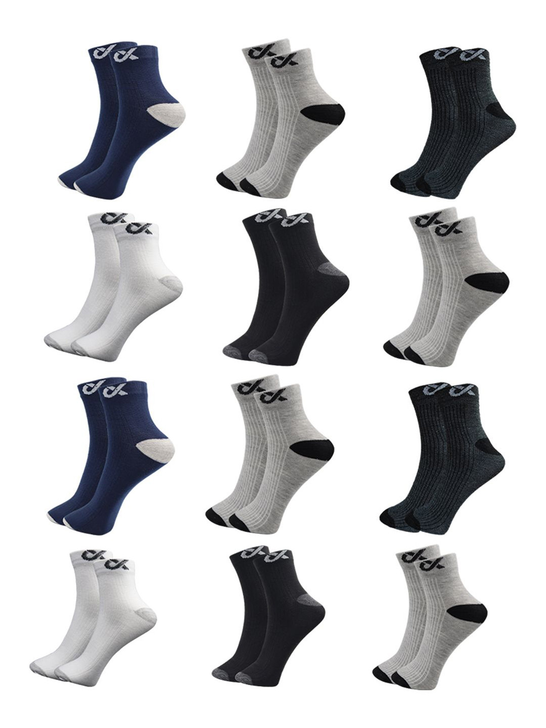 Xjarvis Men Pack Of 12 Patterned Ankle-Length Socks