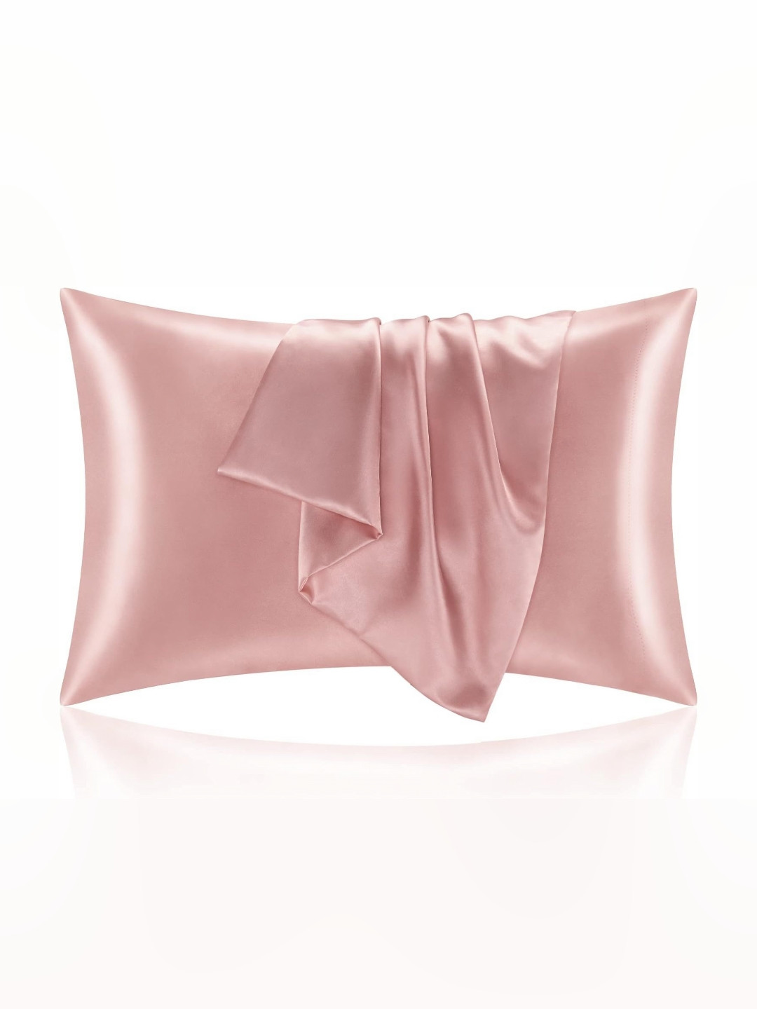 DEHMAN Rose Coloured 2 Pieces Pure Silk Square Pillow Covers