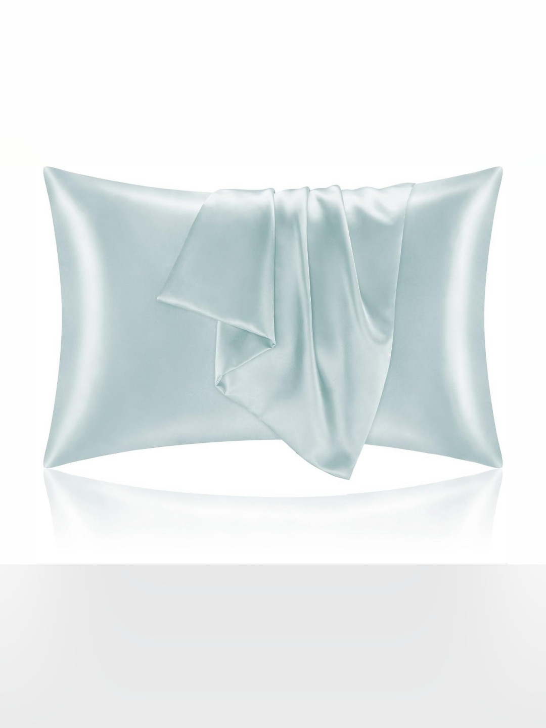 DEHMAN Turquoise Blue 2 Pieces Pure Silk Rectangle Pillow Covers