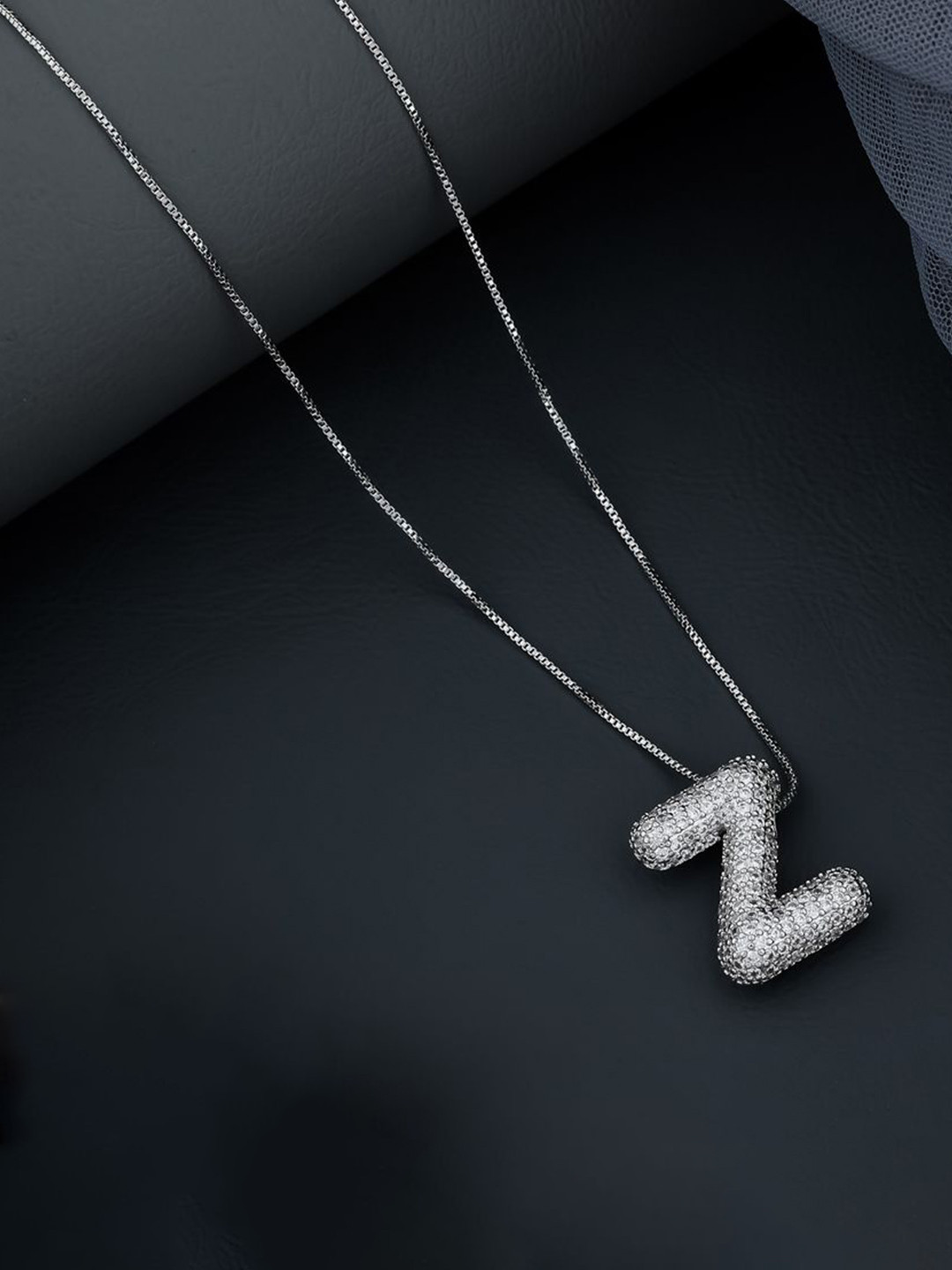 SKY SHOPPERS Unisex Silver-Plated Z Alphabet Minimal Chain