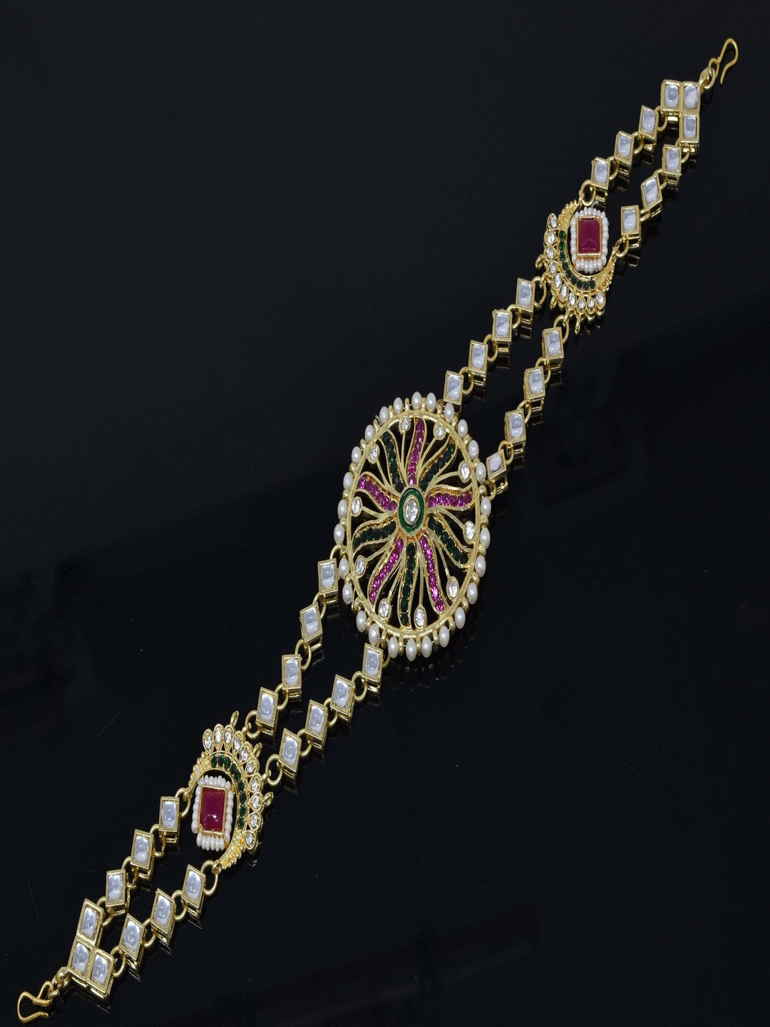 MEIRA JEWELLERY Artificial Stones Studded Matha Patti Head Jewellery