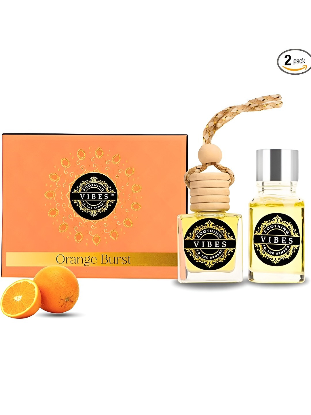 VIBES soothing to the senses Transparent Orange Burst Car Hanging Perfume