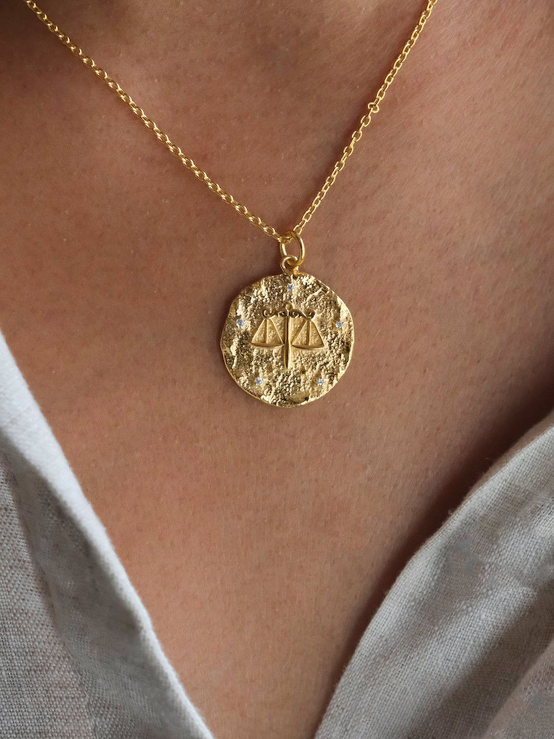 Anushka Jain Jewellery 925 Sterling Silver Gold-Plated Libra Zodiac Pendant With Chain