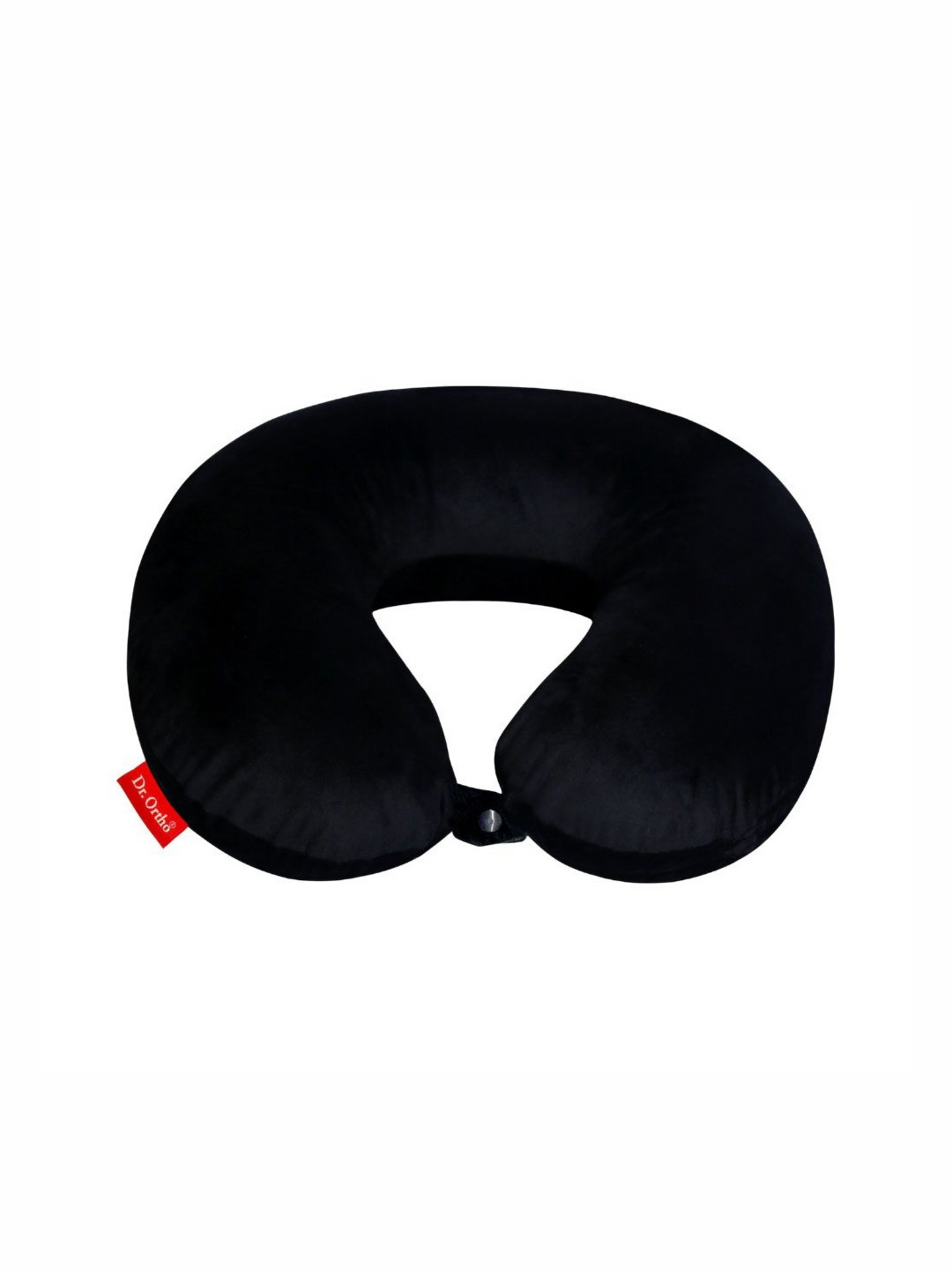 DR.ORTHO Black Solid Faux Velvet Firm Memory Foam Travel Pillow-8 x 27 x 30 cm