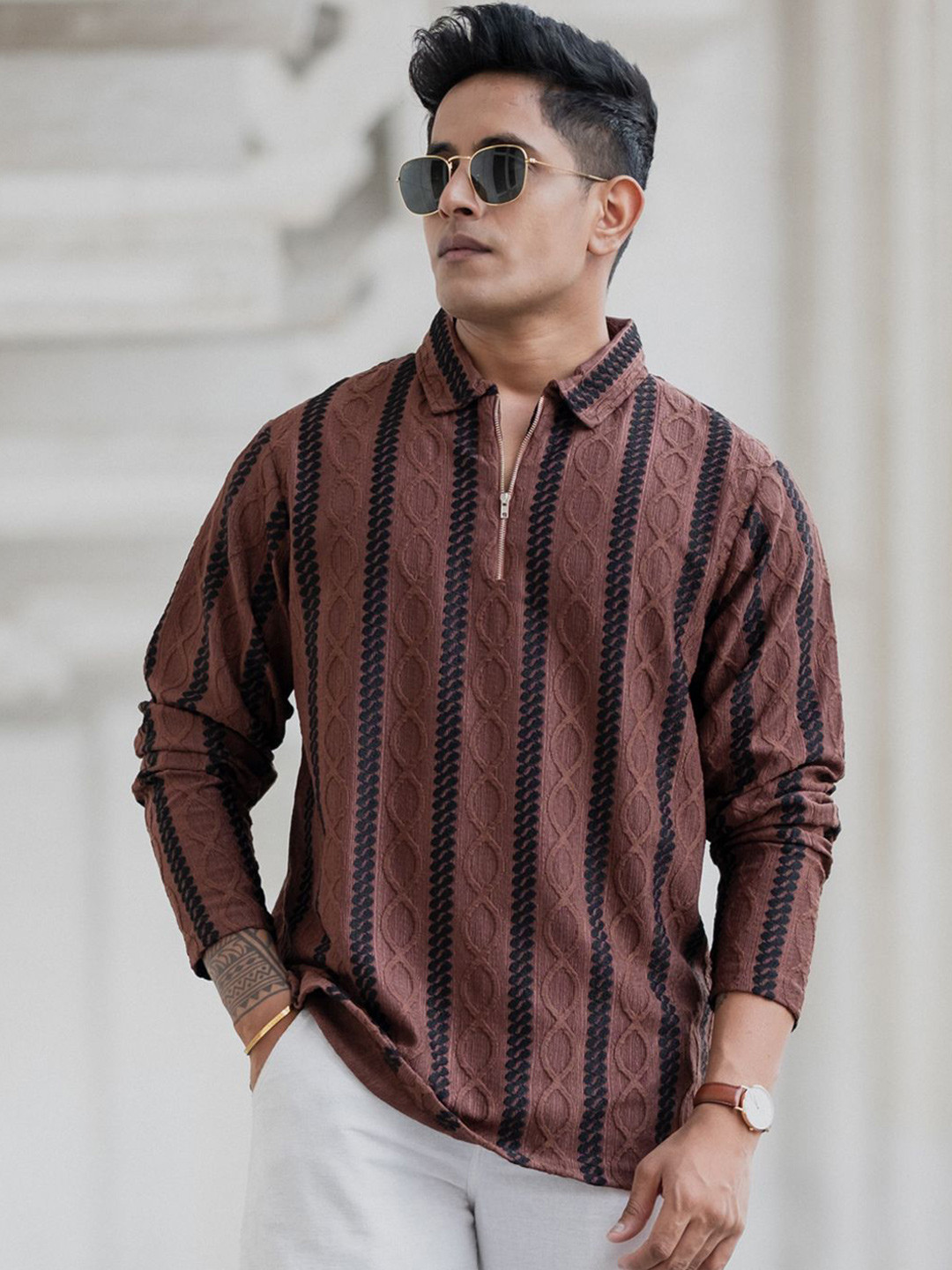 Powerlook Men Vertical Stripes Opaque Striped Casual Shirt