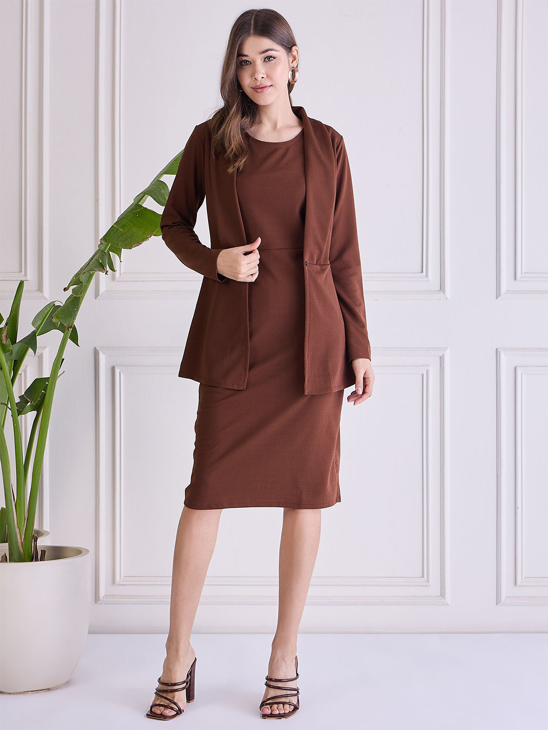 WESTHOOD Women Sheath Dress With Jacket