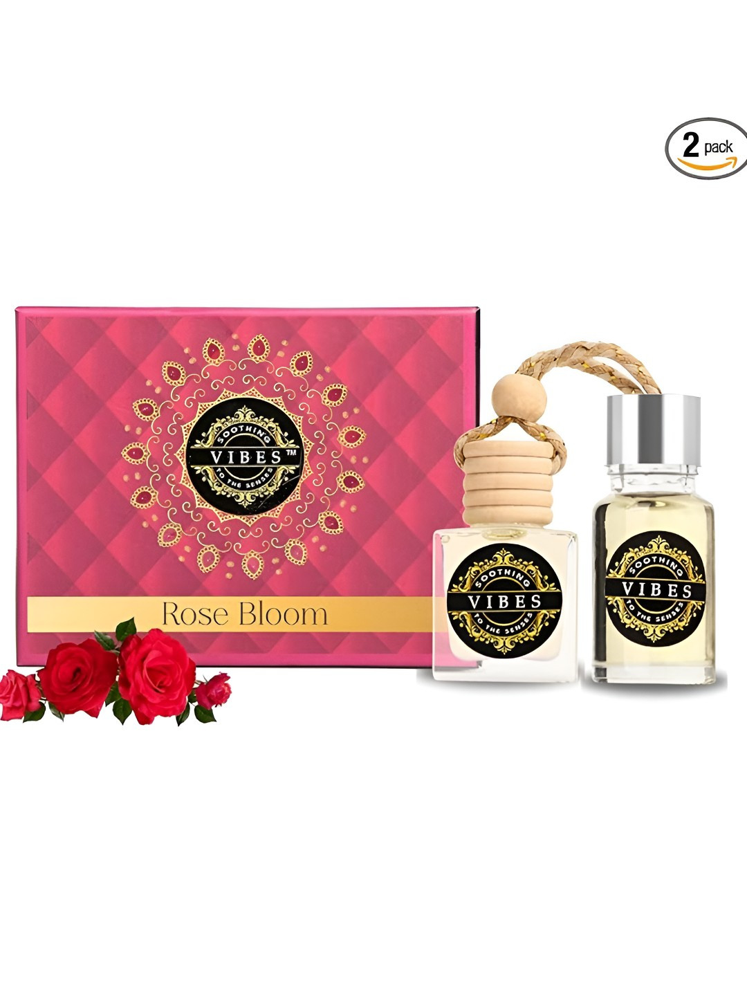 VIBES soothing to the senses Transparent Rose Bloom Car Hanging Perfume
