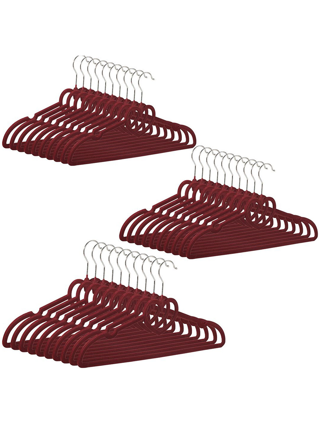 Kuber Industries 30Pcs Maroon & Grey Velvet ClothHangers