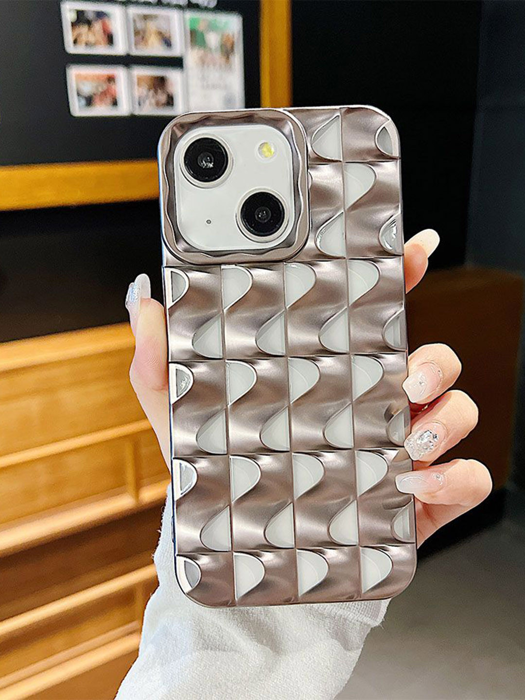 Luxury Kase Abstract Printed LK148 3D Metal Texture iPhone 14 Back Case Mobile Accessories