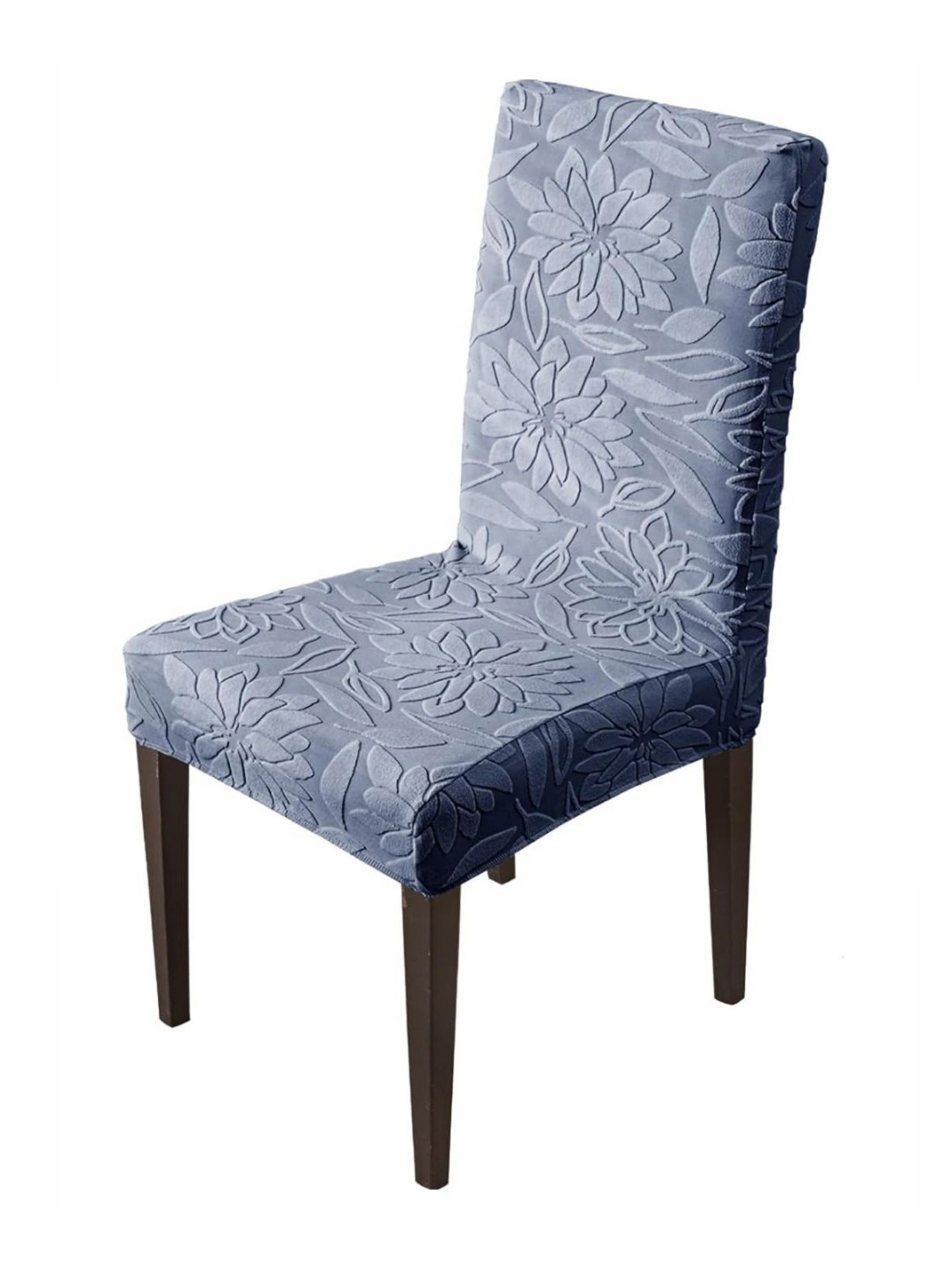HOUSE OF QUIRK Navy-Blue Floral Waterproof Dining Chair Cover